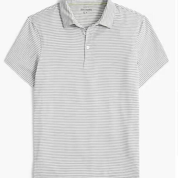 J. Crew Factory Grey and White Striped performance polo shirt size med. NWT - Picture 6 of 11